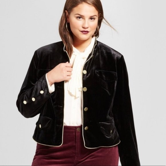 Who What Wear Jackets & Blazers - Who What Wear Velvet Gold Military Jacket XXL 1XL